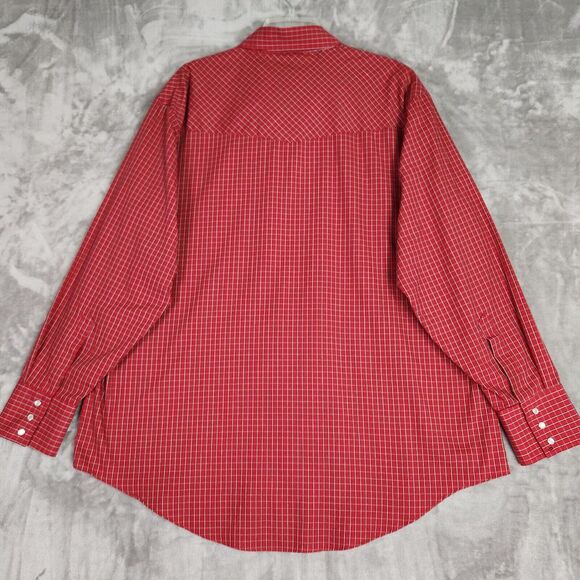 Plains Western Wear Shirt Mens XL Red Plaid Pearl Snap Long Sleeve Cowboy Rodeo - Picture 3 of 7